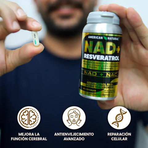 NAD+ CON RESVERATROL Y ACIDO HIALURONICO